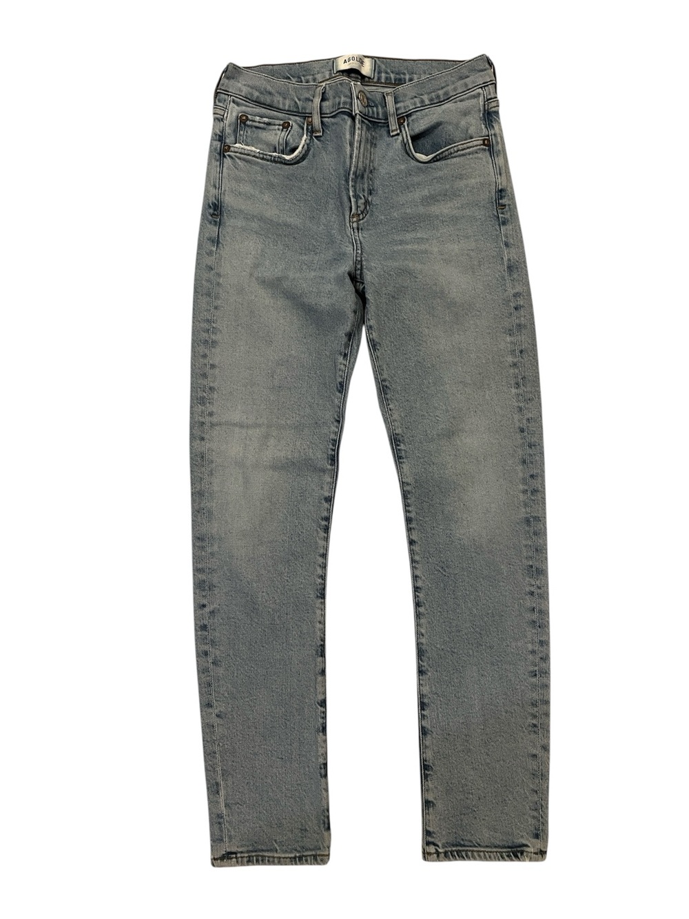 Agolde Toni Mid Rise Slim Straight Jeans in Light Blue Denim Size 26